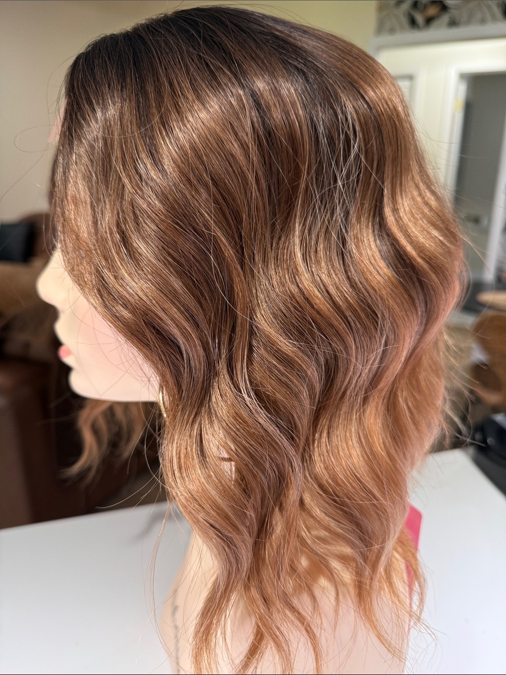 HAIR, 13” Topper Wavy Center Part, Ombre, Brown to Honey/Carmel